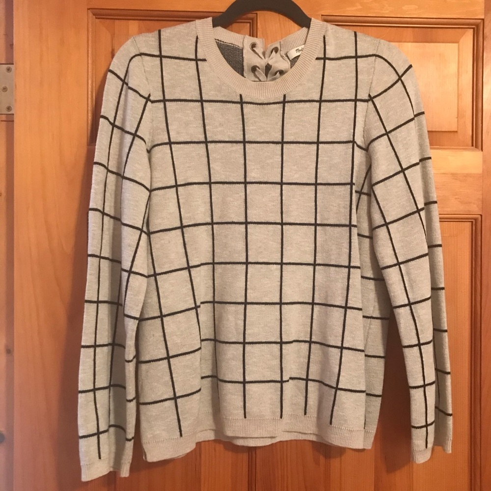 Madewell boxer style sweater with lace up back!